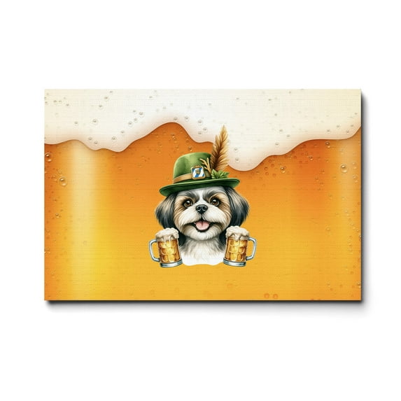 Best Shih Tzu Dad Proud Beer Lover Happy Oktoberfest Horizontal Matte Canvas Poster Lion Dog Lover Gifts Wall Art Home Decor - 02016