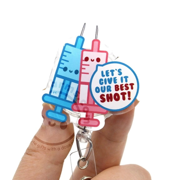 Best Shot Motivational Badge Reel For Nursing Students, New Nurse Grads, Phlebotomy Techs, Phlebotomists, Vaccine RN, Medical Lab Tech, MLS