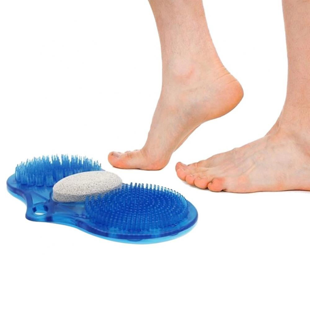 Beskar Shower Foot Scrubber with Pumice Stone, Foot Clean, Smooth, Exfoliate & Massager Without Bending in The Shower or Bathtub