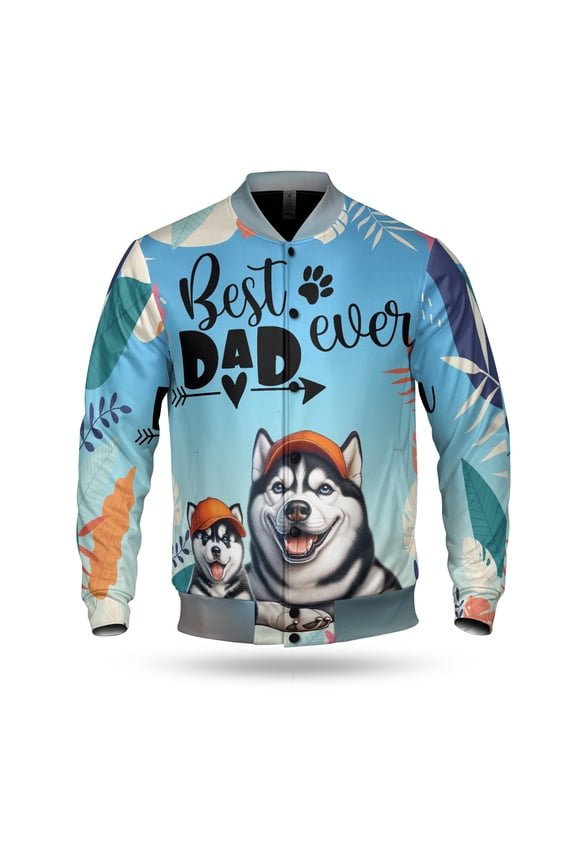 Best Siberian Husky Dad Ever Happy Father's Day All Over Print 3D Baseball Jacket Husky Dog Lover Gifts Bomber Jacket Softball - 02006