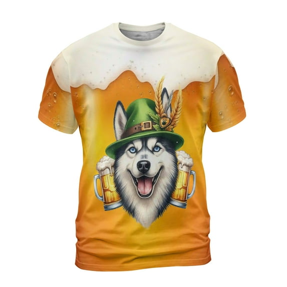 Best Siberian Husky Dad Proud Beer Lover Happy Oktoberfest All Over Print 3D Shirt Unisex Merch Husky Dog Lover Gifts - 02016