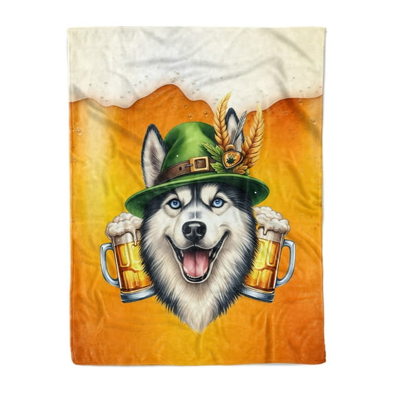 Best Siberian Husky Dad Proud Beer Lover Happy Oktoberfest Cozy Fleece Blanket Husky Dog Lover Gifts Warm Soft Throw Blanket - 02016