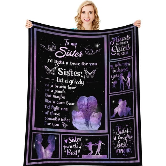 Best Sister Blanket Sister Birthday Gifts from Sister Soul Sister Gifts | to My Sister Letter | Christmas Bday Mothers Day Presents for Unbiological Sisters Throw Blanket 50” X 60"
