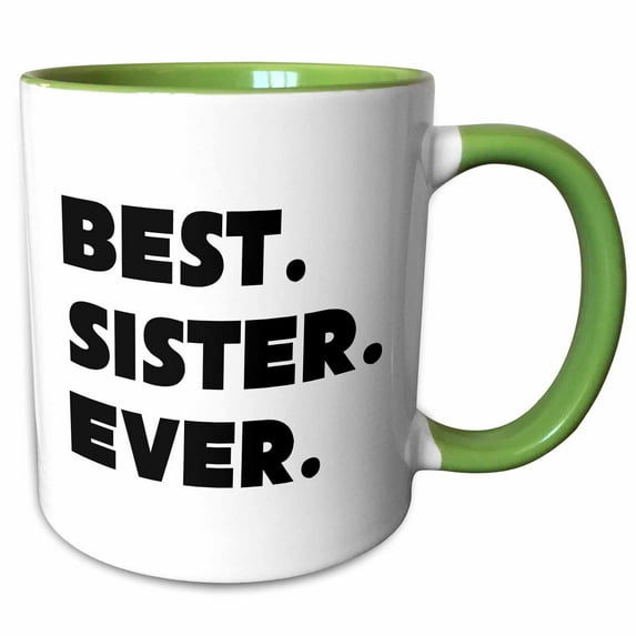 3drose, Best Sister Ever, 15oz Two-tone Green Mug