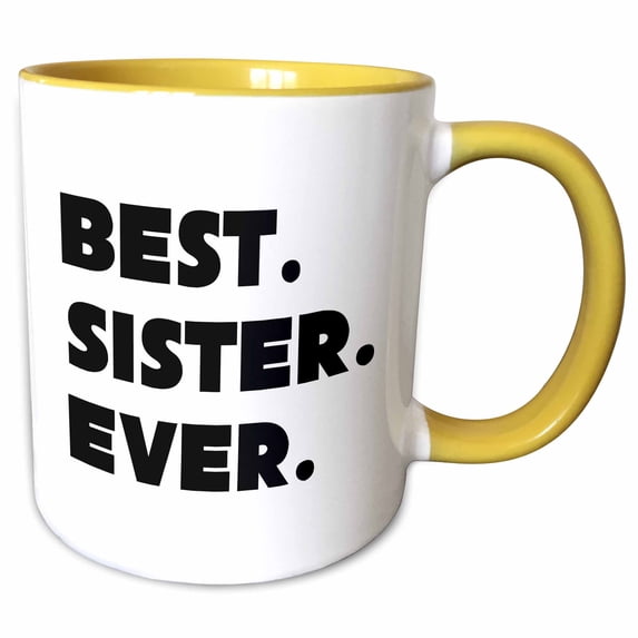 3drose, Best Sister Ever, 15oz Two-tone Yellow Mug