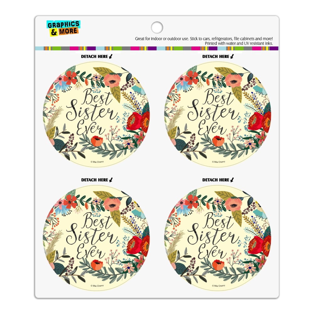 Best Sister Ever Floral Refrigerator Fridge Locker Vinyl Circle Magnet ...
