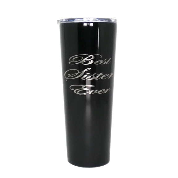 Best Sister Ever Gift - 26 oz Skinny Stainless Steel Insulated Tumbler Engraved Travel Coffee Mug Gift for Sister, Sister Birthday, Christmas Gift with Straw (Black)