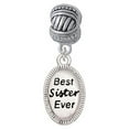 thumbnail image 1 of Best Sister Ever Oval - Large Rope with Cross Beads Charm Bead, 1 of 1