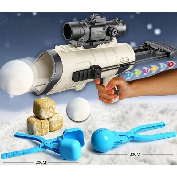 Best Snowball Fight Tool Set - Snowball Play Tool Set Snowball Gun + 2 Snowball Makers (Square & Round) | Snowball Fight Essential,Kid-Safe Snowball Fight Tool Set - Non-Toxic Snow Play Kit