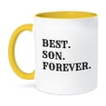 thumbnail image 1 of 3dRose, best son forever, black lettering on white background, 11oz Two-Tone Yellow Mug, 1 of 7