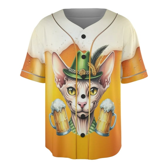 Best Sphynx Dad Proud Beer Lover Happy Oktoberfest All Over Print 3D Baseball Shirt Cat Lover Kitten Owner Gifts Idea Softball Sport - 02016