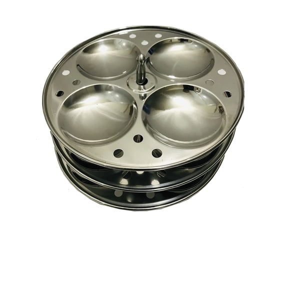 Best Stainless Steel Idli Cooker Maker 3-Rack Idli Stand idli steamer steel Plates Idli Stand, 3 Tier SS idali stand Makes 12, Silver Kitchen Appliances, cookware utensils 7 inch Y101