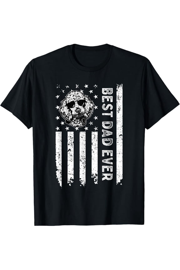 Best Standard Poodle Dog Dad Ever Usa Flag T-Shirt