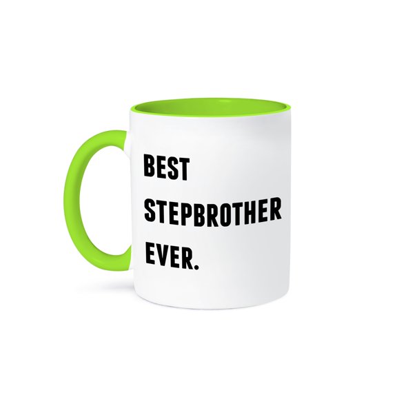3dRose, Best Stepbrother Ever, Black Letters On A White Background, 15oz Two-Tone Green Mug