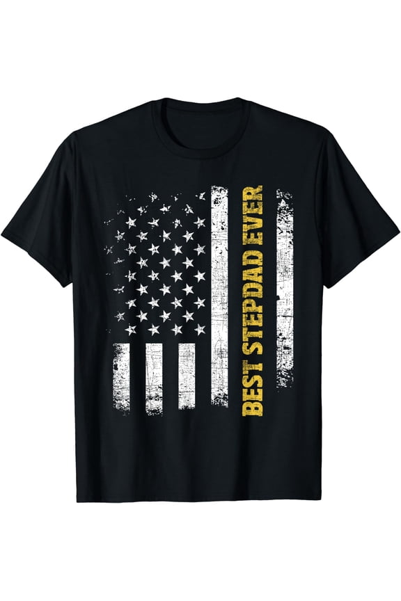 Best Stepdad Ever - USA American Flag Stepfather Bonus Dad T-Shirt