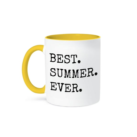 3dRose, Best Summer ever, 11oz Two-Tone Yellow Mug