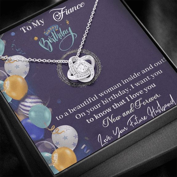 Best Surprise BirthdayFor Fiancé Female - Necklace, Gold Love Knot Necklace