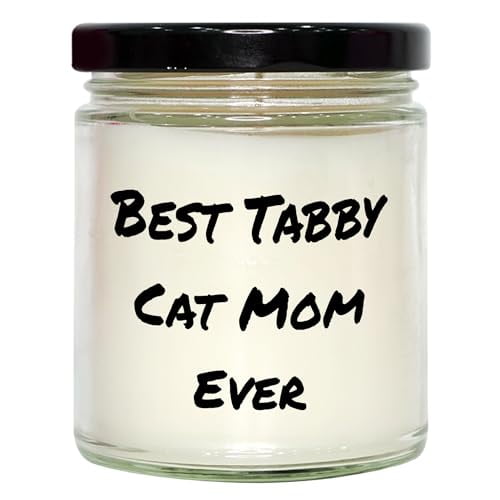 Best Tabby Cat Mom Ever's 9oz Vanilla Soy Candle for Birthday Unique Gifts from Friends and Family to Tabby Cat Lovers