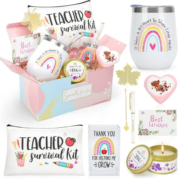 Best Teacher Appreciation Gifts for Women, Back to School, Christmas, Thank You Gifts for New Teacher-12 oz Tumbler Set