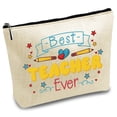 thumbnail image 1 of Best Teacher Ever Makeup Bags for Purse Multi-Function Canvas Cosmetic Bag Zipper Toiletry Travel Washing Bag Make Up Organizer Tool Pouch Storage, 1 of 6