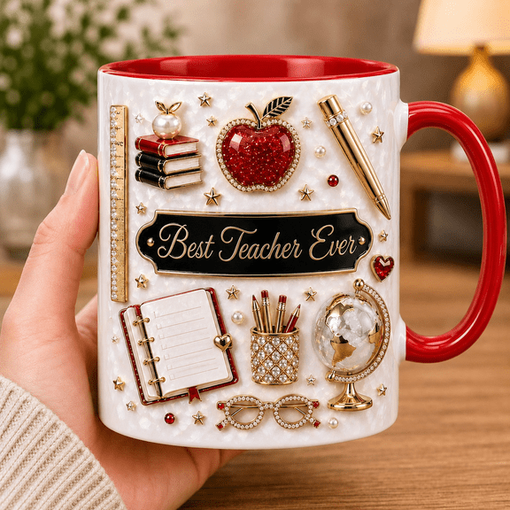 Best Teacher Ever Mug, Teacher Coffee Cup, Back to School Appreciation Gift