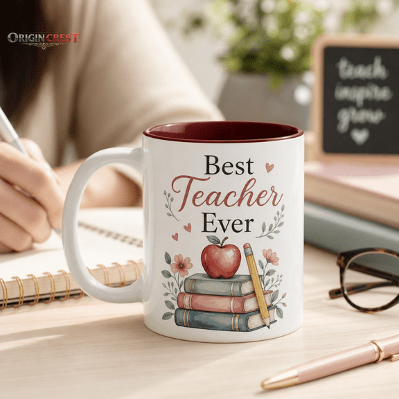 Best Teacher Ever Personalized Mug, Back to School Teacher Gift Coffee Cup