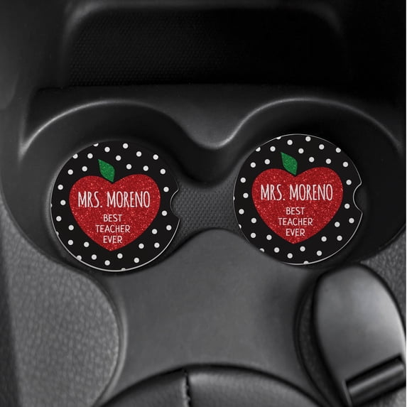 Best Teacher Ever Set of 2 Car Coasters