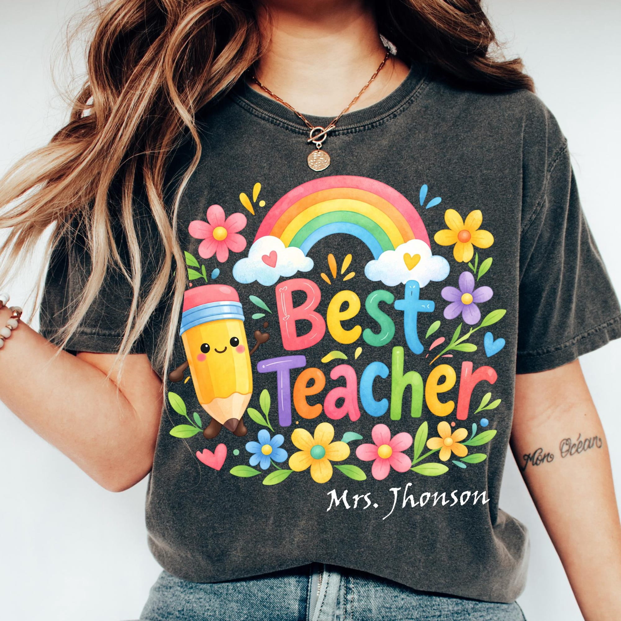 Best Teacher Ever Shirt Personalized Teacher Name Tshirt Teacher ...