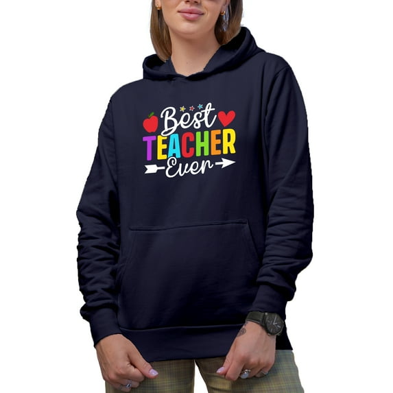 Best Teacher Ever, Teachers' Day, Navy Blue Hooded Sweatshirt or Hoodie, XL