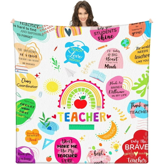 Best Teacher Gifts for Women Teacher Appreciation Gifts Teacher Blanket 60x50 Teacher Gifts from Student Thank You Gifts for Teacher's Day Flannel Blanket Birthday Retirement Gift