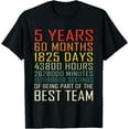 thumbnail image 1 of Best Team Vintage Work Anniversary 5 Years Employee T-ShirtMen's and women's gift, black and white T-shirt, size: Extra large S-4XL, 1 of 4