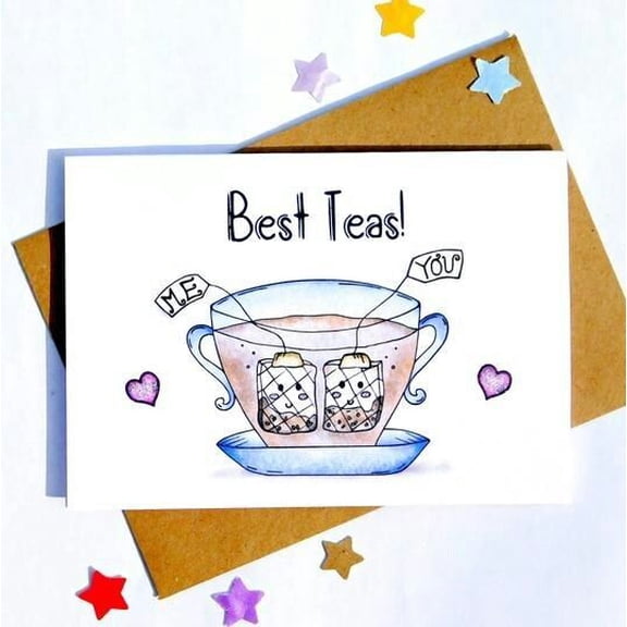 Best Teas Greeting Card  Me & You Tea Cup Design  Blank Inside & Envelope Included  Perfect for Friends & Loved Ones on Any Occasion