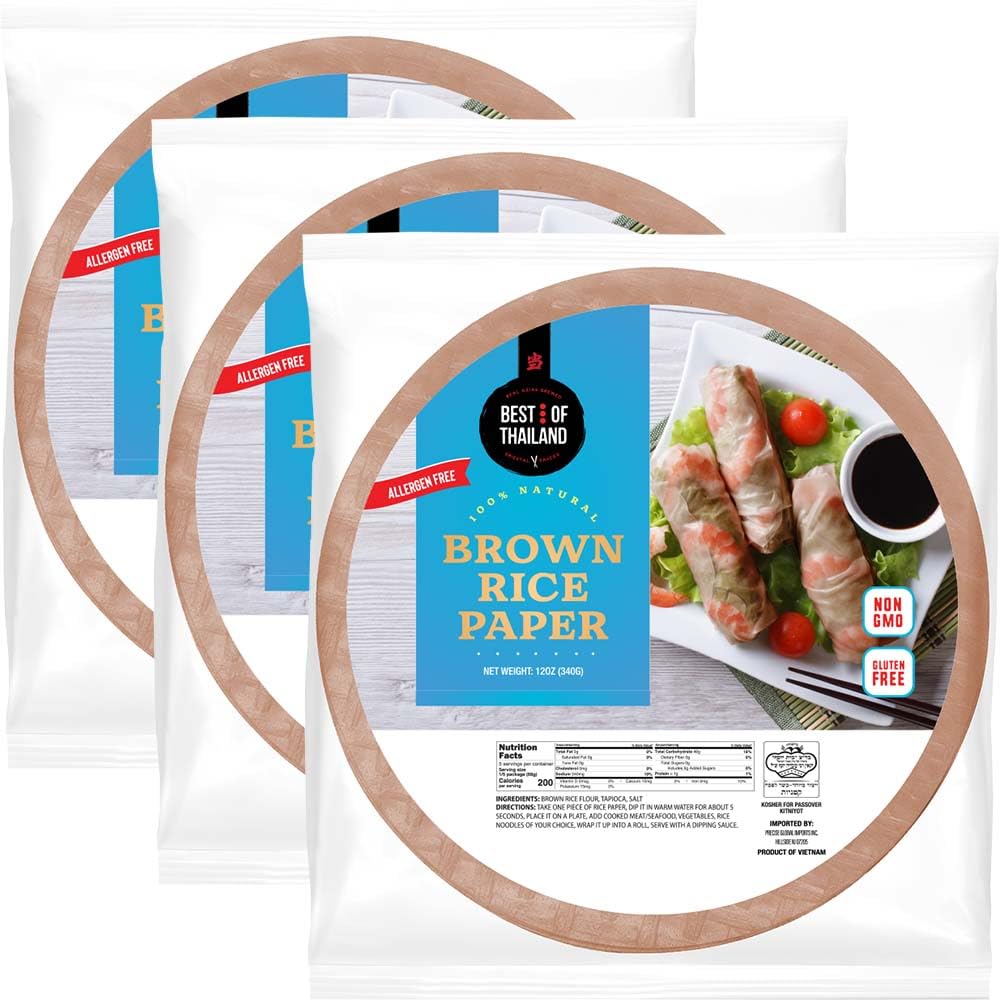 Best of Thailand [Round] Brown Rice Paper Wraps 3 Pack Perfect for