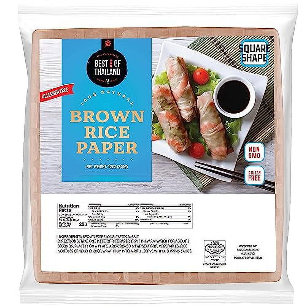 Best of Thailand [Square] Brown Rice Paper Wraps 1 Pack Perfect for