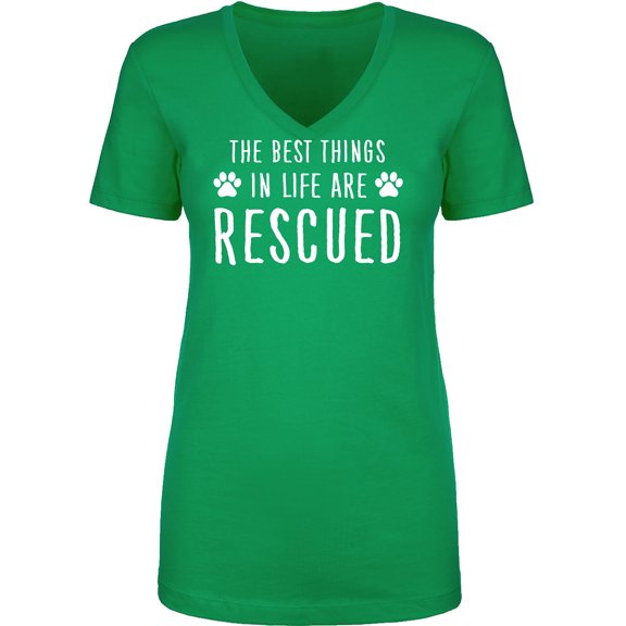 Best Things In Life Are Rescued Womens V-Neck T-Shirt
