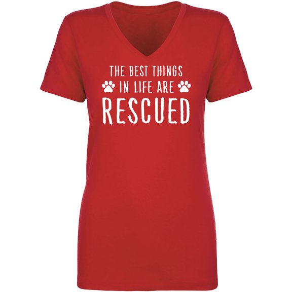 Best Things In Life Are Rescued Womens V-Neck T-Shirt