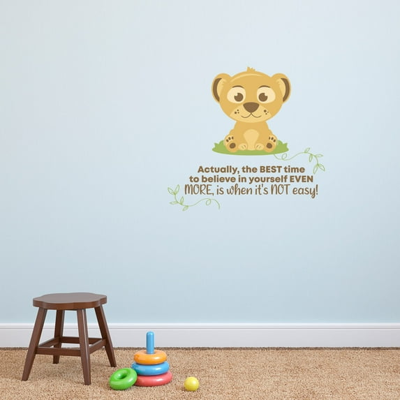 Best Time Cute Baby Lion Life Quote Cartoon Quotes Decors Wall Sticker Art Design Decal for Girls Boys Kids Room Bedroom Nursery Kindergarten Home Decor Stickers Wall Art Vinyl Decoration (27x30 inch)