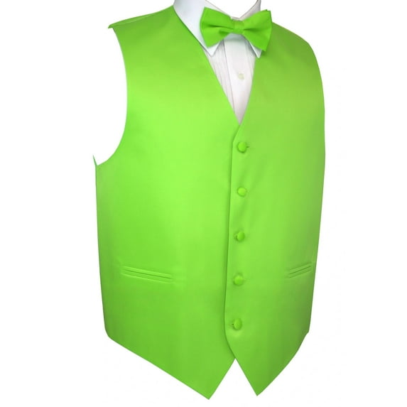 BEST TUXEDO, Men's Formal, Prom, Wedding, Homecoming, Tuxedo Vest, Bow-Tie & Hankie Set for Prom, Wedding, Cruise in Lime - 6XL
