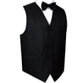 thumbnail image 1 of BEST TUXEDO Men's Formal, Prom, Wedding, Homecoming, Tuxedo Vest, Bow-Tie & Pocket Square Set in Black Paisley - 4XL, 1 of 4