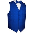thumbnail image 1 of BEST TUXEDO Men's Formal, Prom, Wedding, Homecoming, Tuxedo Vest, Bow-Tie & Hankie Set in Blue Paisley - XL, 1 of 4