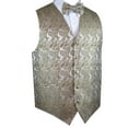 thumbnail image 1 of Best Tuxedo Men's Formal, Prom, Wedding, Homecoming, Cruise Tuxedo Vest, Bow-Tie & Hankie Set in Dark Champagne Paisley - 5XL, 1 of 4