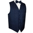 thumbnail image 1 of BEST TUXEDO Men's Formal, Prom, Wedding, Homecoming, Tuxedo Vest, Bow-Tie & Pocket Square Set in Navy Blue Paisley - 6XL, 1 of 4