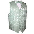 thumbnail image 1 of BEST TUXEDO Men's Formal, Prom, Wedding, Homecoming, Tuxedo Vest, Bow-Tie & Pocket Square Set in Sage Paisley - 4XL, 1 of 4