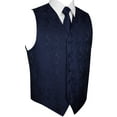 thumbnail image 1 of BEST TUXEDO Men's Formal, Prom, Wedding, Homecoming, Tuxedo Vest, Tie & Hankie Set in Navy Blue Paisley - 5XL, 1 of 4