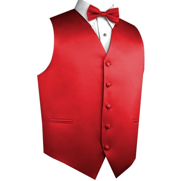 Best Tuxedo Men's Formal Tuxedo Vest, Bow-tie Prom Wedding Homecoming - Scarlet