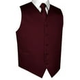 thumbnail image 1 of BEST TUXEDO Men's Formal, Prom, Wedding, Homecoming, Tuxedo Vest, Tie & Hankie Set in Burgundy Solid Satin - 5XL, 1 of 3