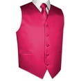 thumbnail image 1 of BEST TUXEDO Men's Formal, Prom, Wedding, Homecoming, Tuxedo Vest, Tie & Hankie Set in Fuchsia Solid Satin - S, 1 of 3