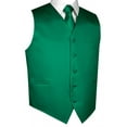thumbnail image 1 of BEST TUXEDO Men's Formal, Prom, Wedding, Homecoming, Tuxedo Vest, Tie & Hankie Set in Green Solid Satin - 3XL, 1 of 3