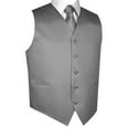 thumbnail image 1 of Best Tuxedo Men's Solid Satin Formal, Tuxedo, Wedding, Prom, Cruise Vest, Tie & Hankie Set in Platinum, 1 of 4