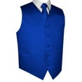 thumbnail image 1 of BEST TUXEDO Men's Formal, Prom, Wedding, Homecoming, Tuxedo Vest, Tie & Hankie Set in Royal Blue Solid Satin - XL, 1 of 3